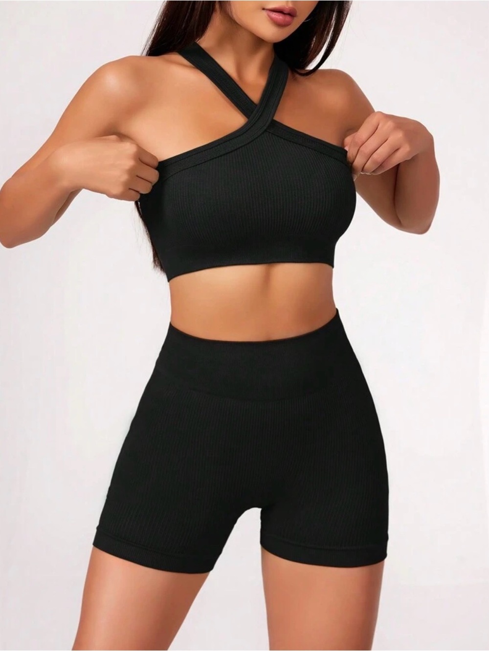 Black Seamless 2 Piece Activewear Set – Size S
